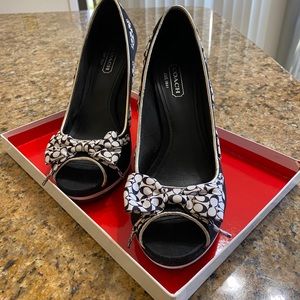 Size 8. Coach Peep Toe Wedge.